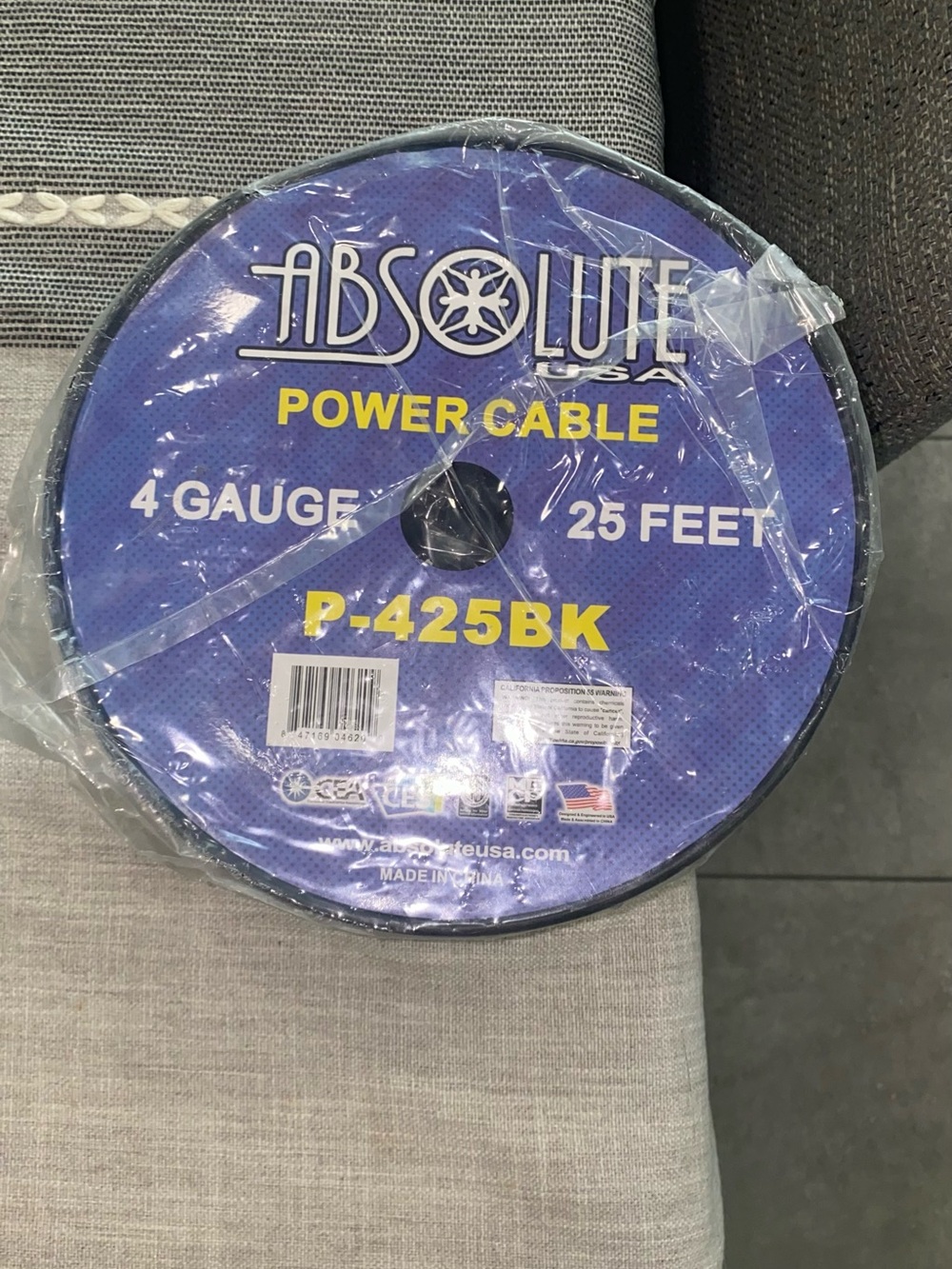 Black 4-Gauge Power Cable – 25 Feet (P-425BK)